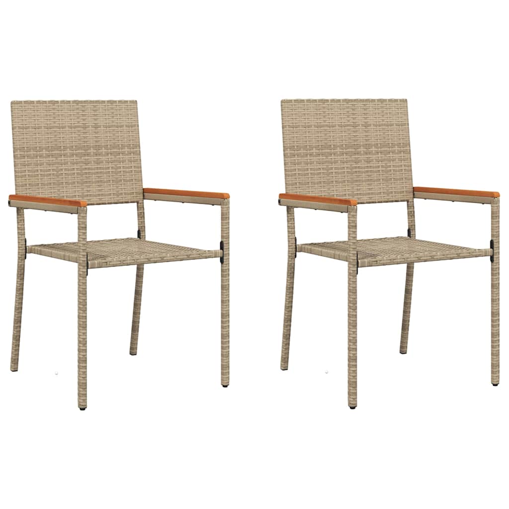 Garden Stacking Chairs 2 Pcs Cream And Brown 54 X 56 X 90 Cm