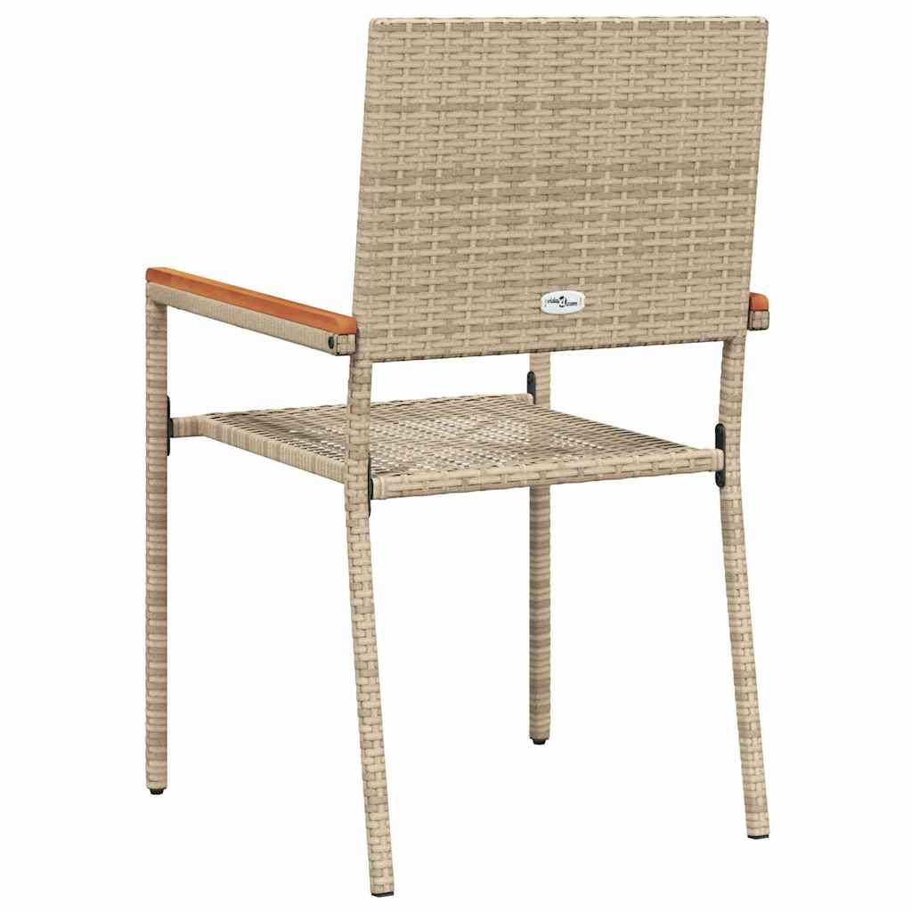 Garden Stacking Chairs 2 Pcs Cream And Brown 54 X 56 X 90 Cm