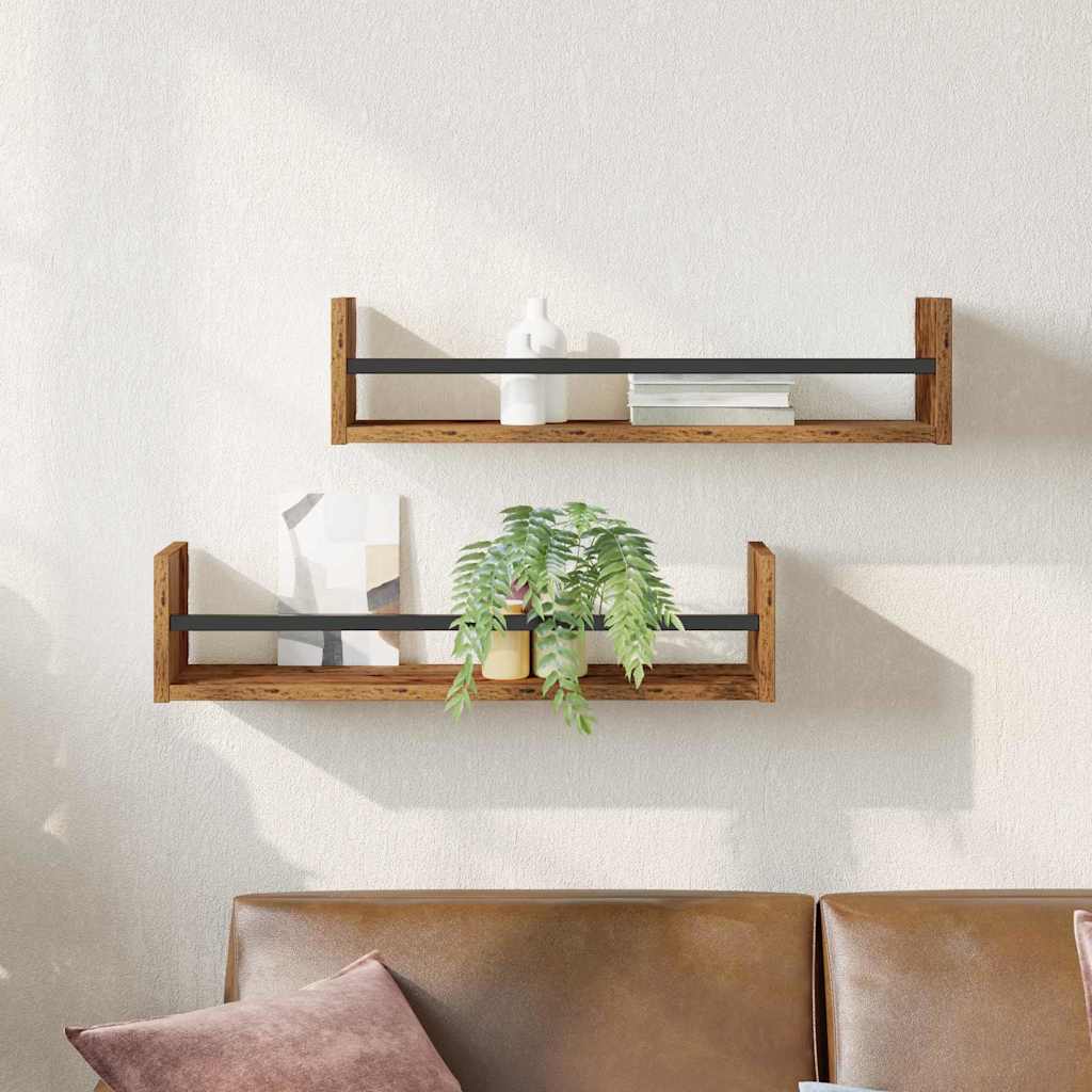 Wall Shelves With Bars 2 Pcs
