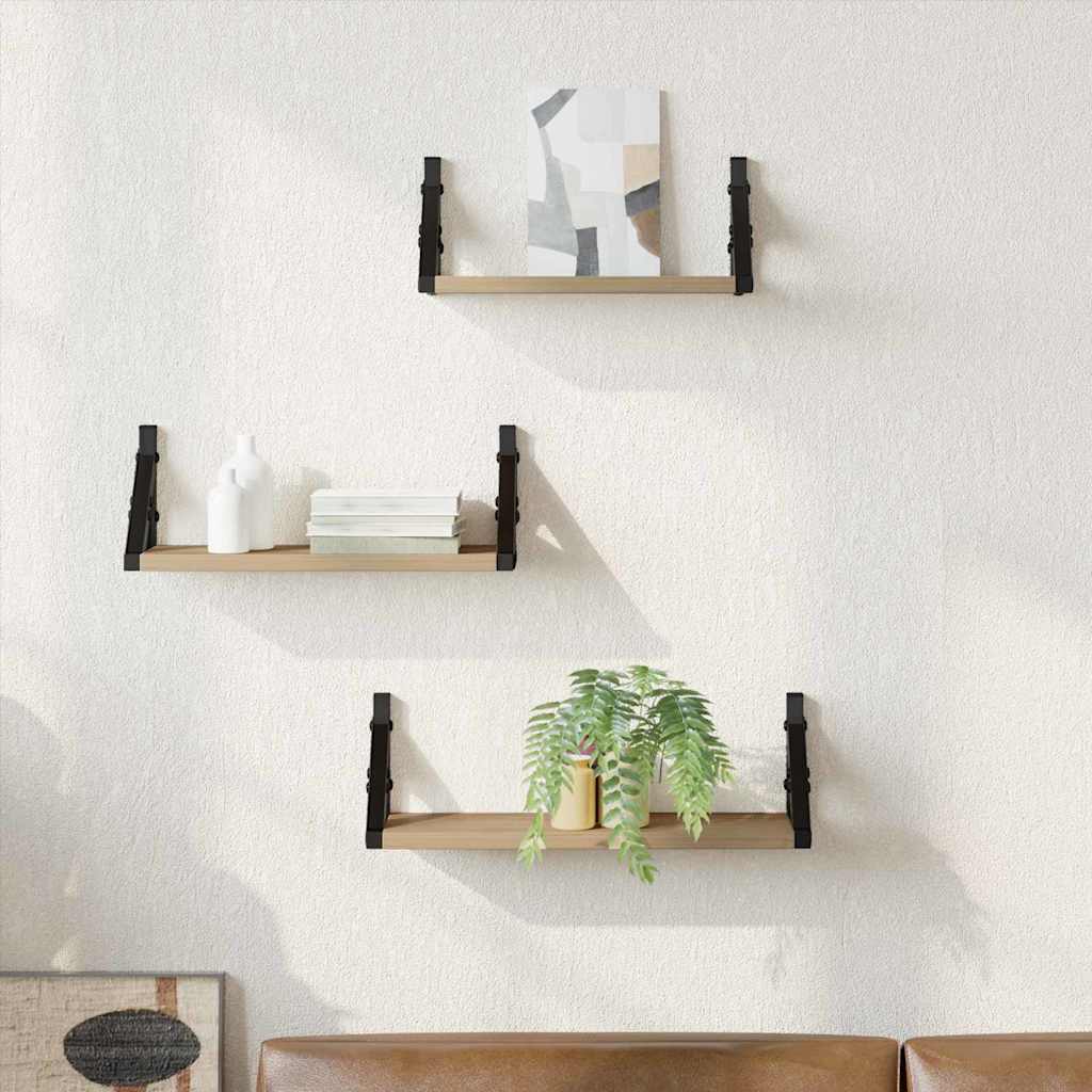 3 Piece Wall Shelf Set Engineered Wood