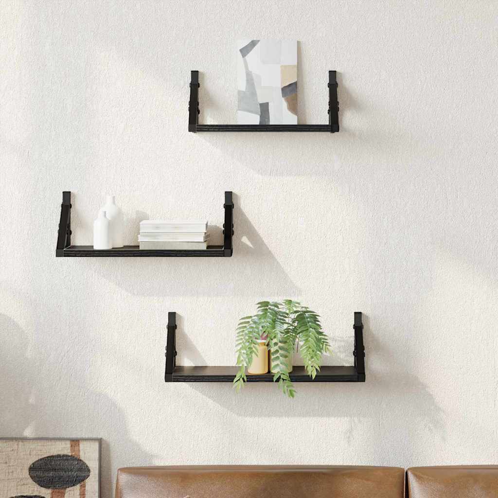 3 Piece Wall Shelf Set Engineered Wood