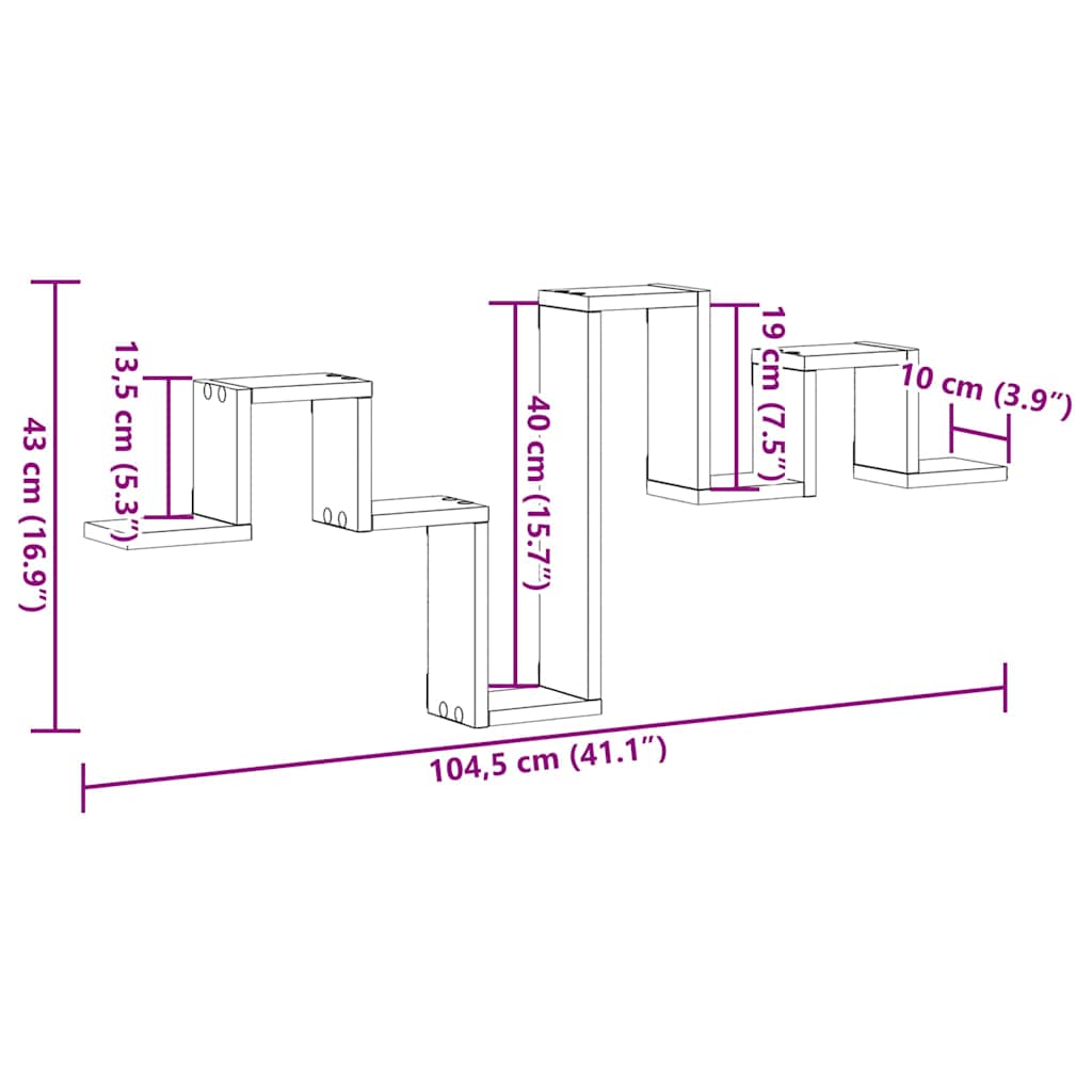 Wall Shelf Wall-Mounted 104.5 X 43 X 10 Cm