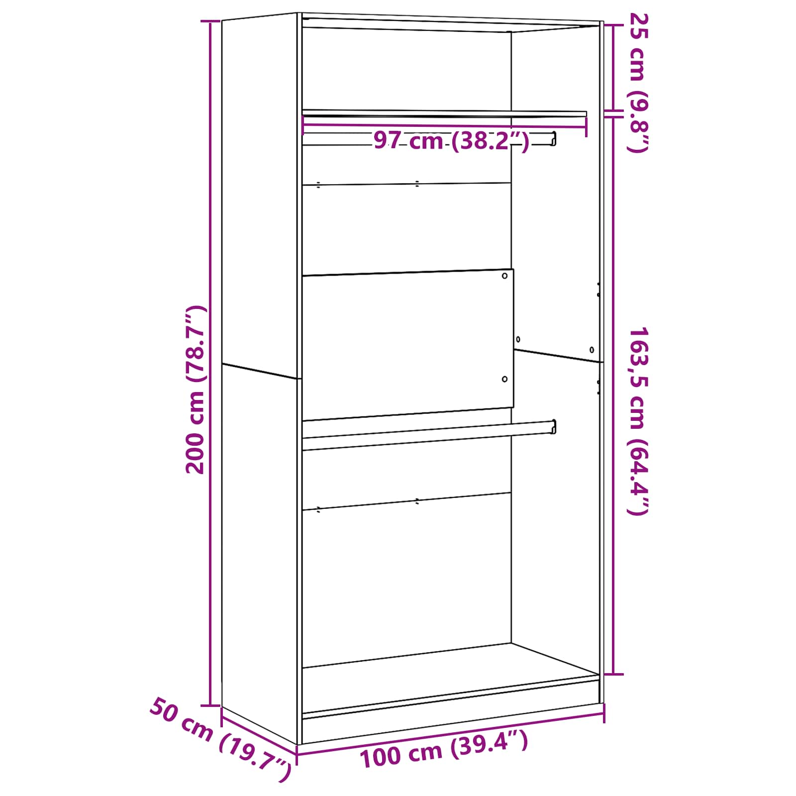 Wardrobe With Shelf Engineered Wood