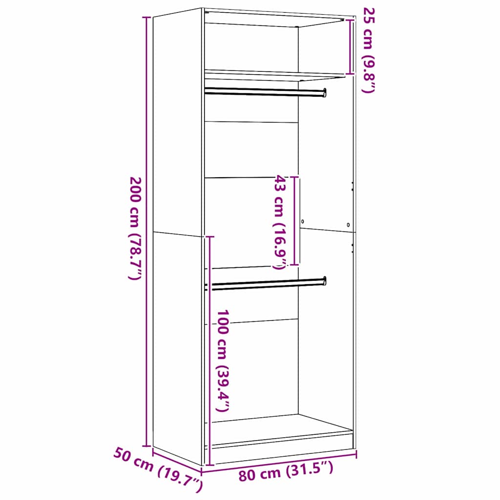 Wardrobe With Shelf Engineered Wood