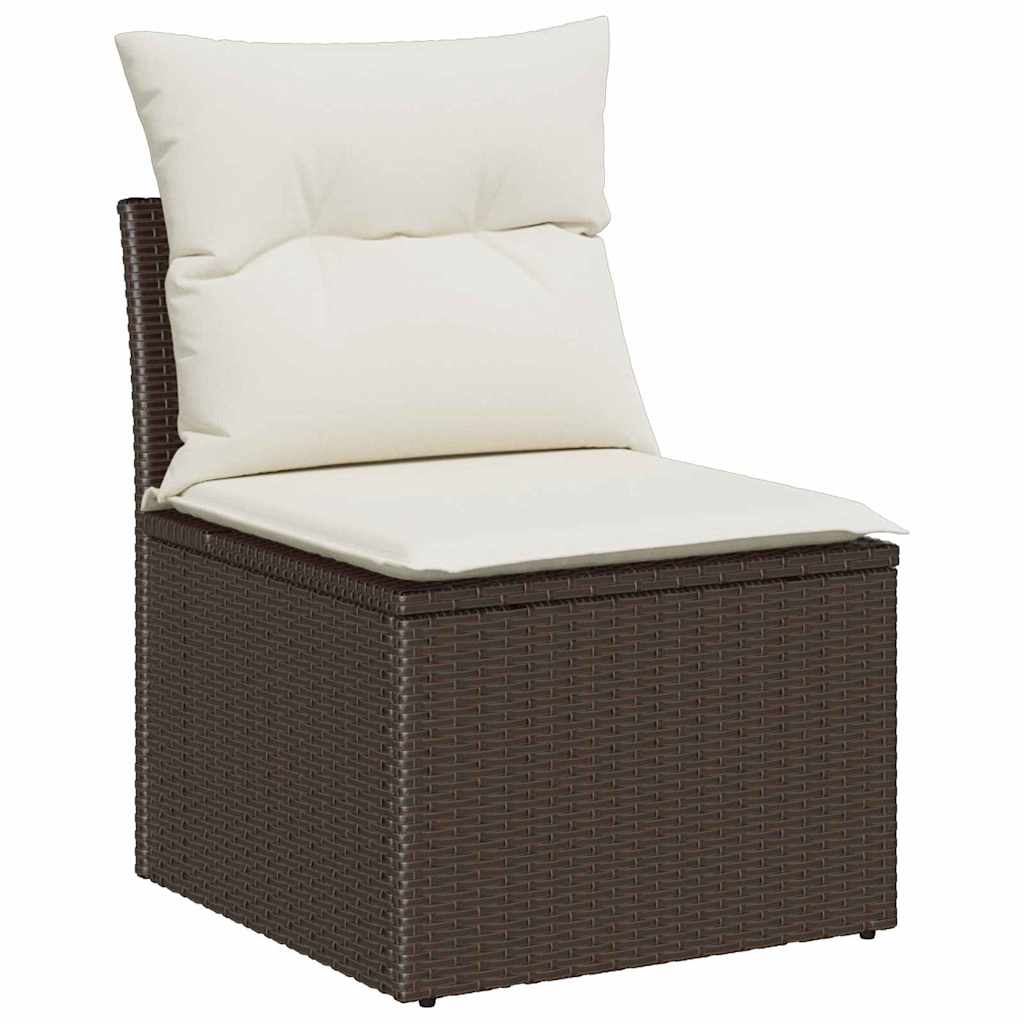 Outdoor Sofa With Cushion 5 Pcs Brown Poly Rattan