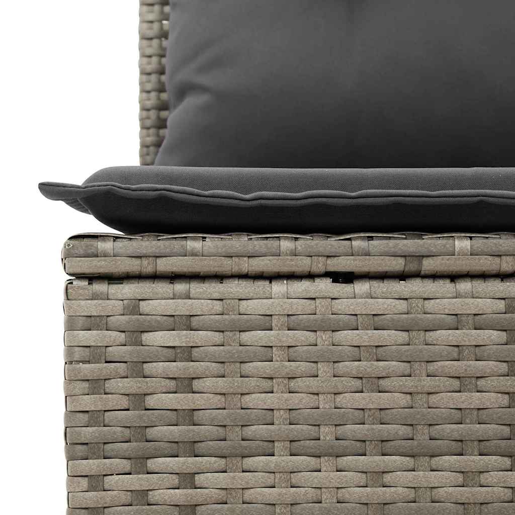 Outdoor Sofa With Cushion 5 Pcs Grey Poly Rattan