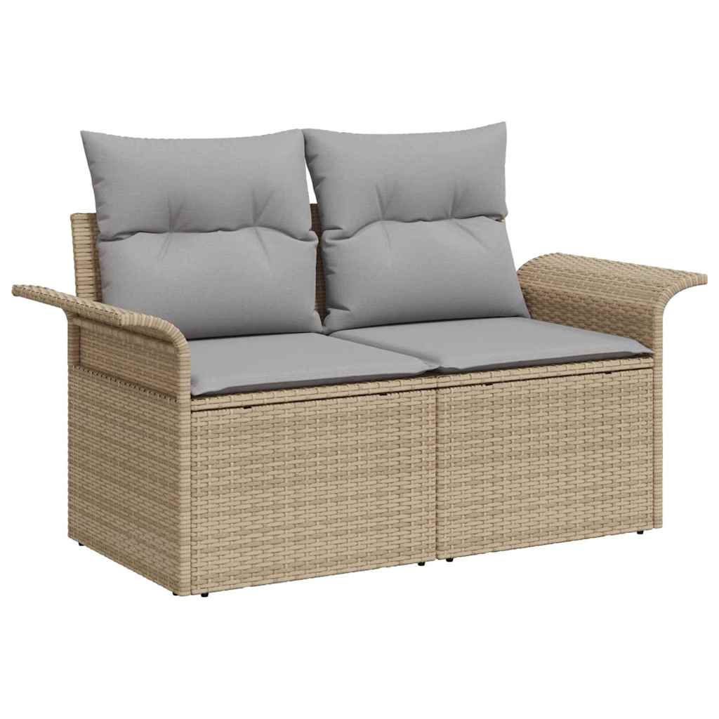 Outdoor Sofa With Cushion 5 Pcs Beige Poly Rattan