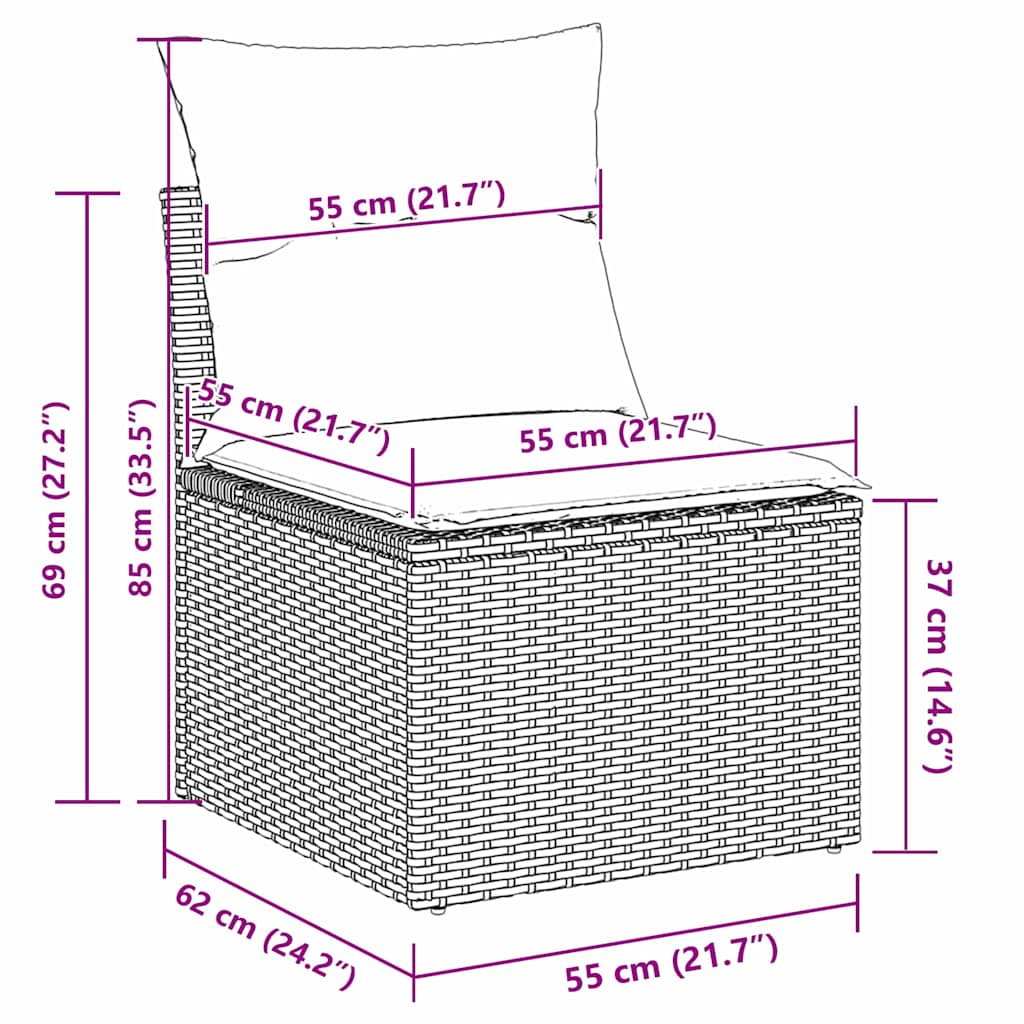 Outdoor Sofa With Cushion 5 Pcs Light Grey Poly Rattan