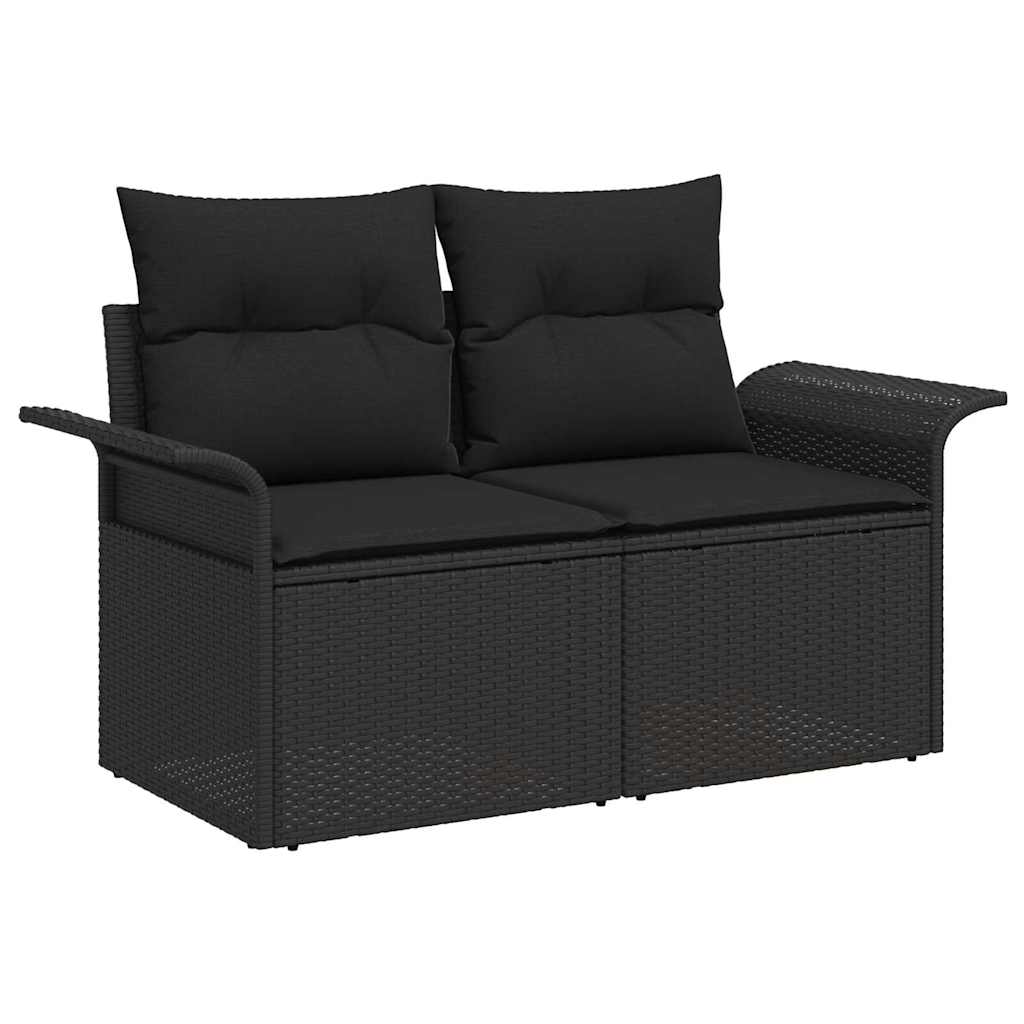 Outdoor Sofa With Cushion 5 Pcs Black Poly Rattan