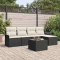 Outdoor Sofa With Cushion 6 Pcs Black Poly Rattan
