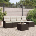 Outdoor Sofa With Cushion 6 Pcs Brown Poly Rattan
