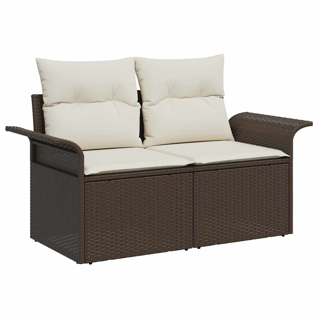 Outdoor Sofa With Cushion 6 Pcs Brown Poly Rattan