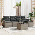 Outdoor Sofa With Cushion 6 Pcs Grey Poly Rattan