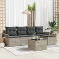 Outdoor Sofa With Cushion 6 Pcs Light Grey Poly Rattan