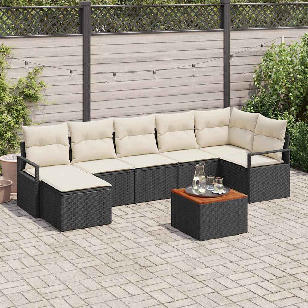 Garden Sofa Set With Cushion 8 Pcs Black Poly Rattan