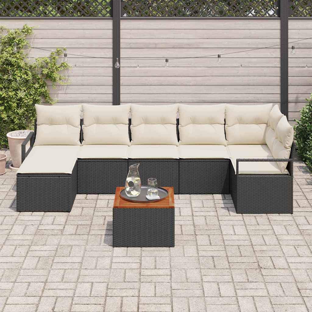 Garden Sofa Set With Cushion 8 Pcs Black Poly Rattan