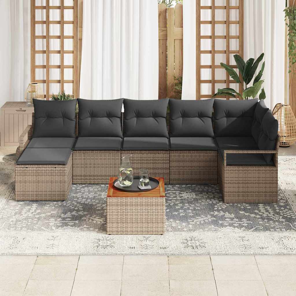 Garden Sofa Set With Cushion 8 Pcs Grey Poly Rattan