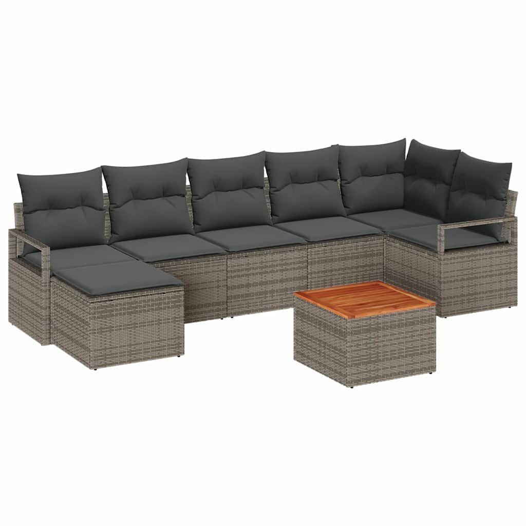 Garden Sofa Set With Cushion 8 Pcs Grey Poly Rattan