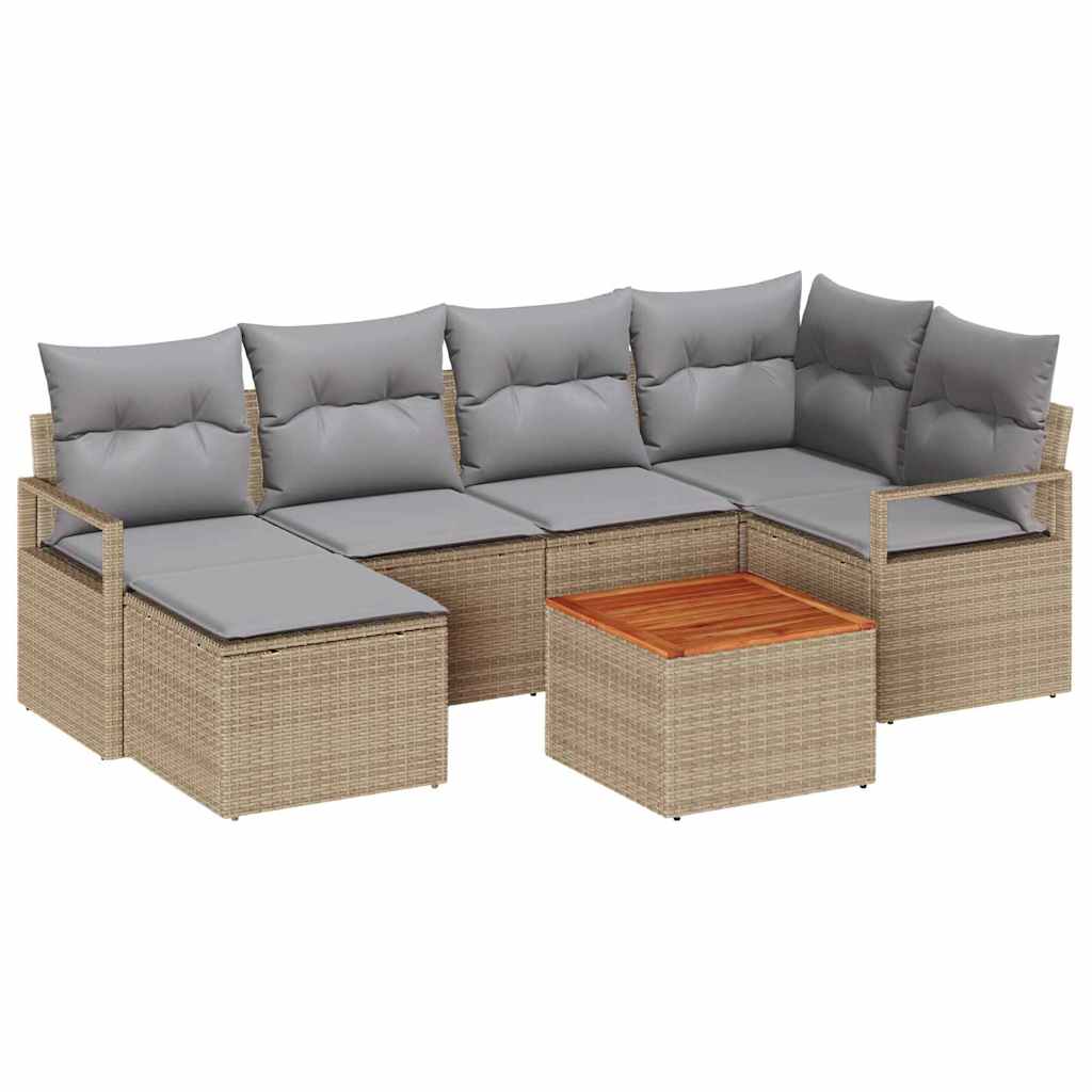 Garden Sofa Set With Cushion 8 Pcs Beige Poly Rattan