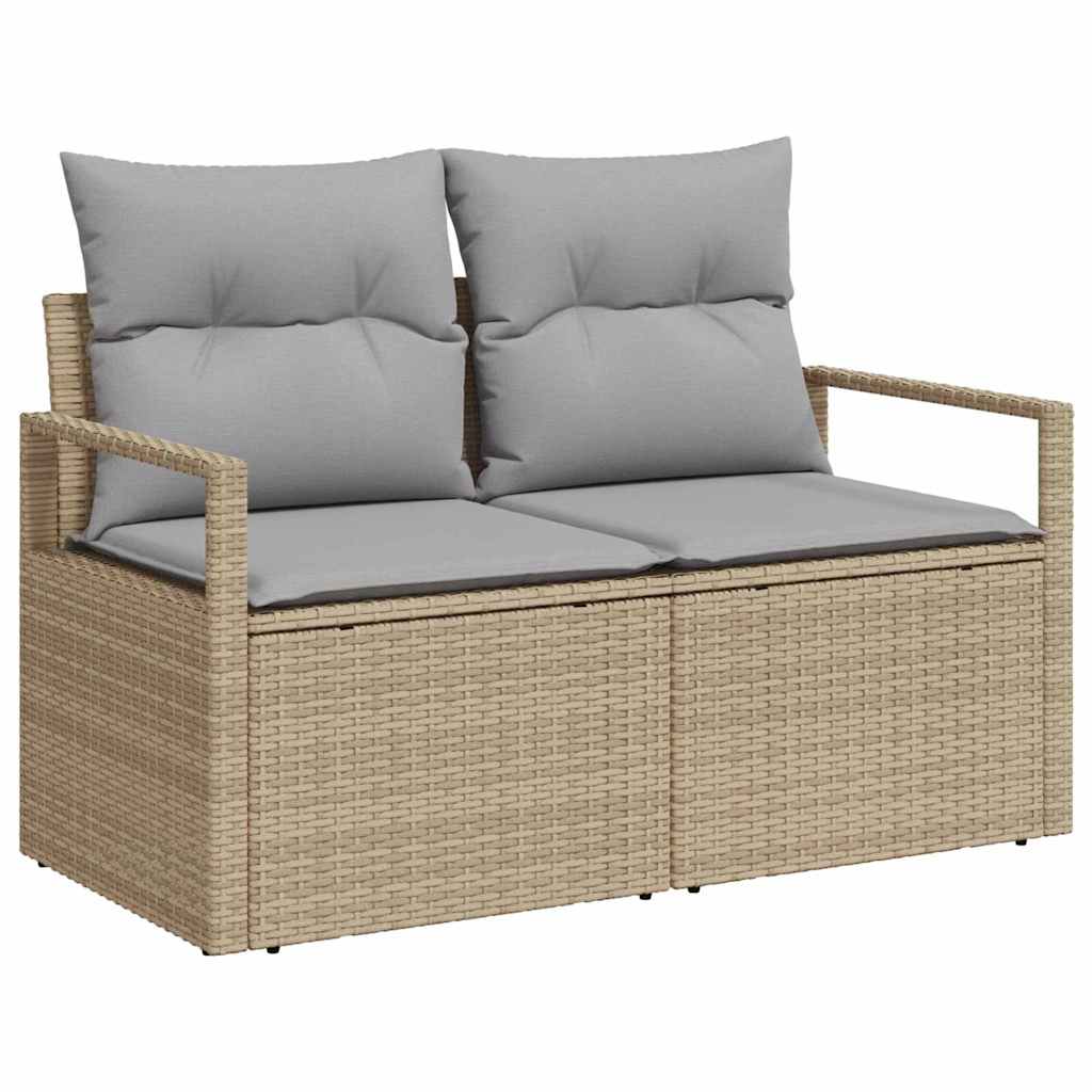 Garden Sofa Set With Cushion 8 Pcs Beige Poly Rattan