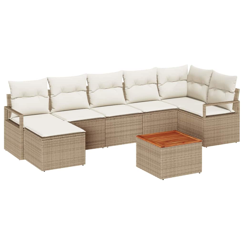 Garden Sofa Set With Cushion 8 Pcs Beige Poly Rattan