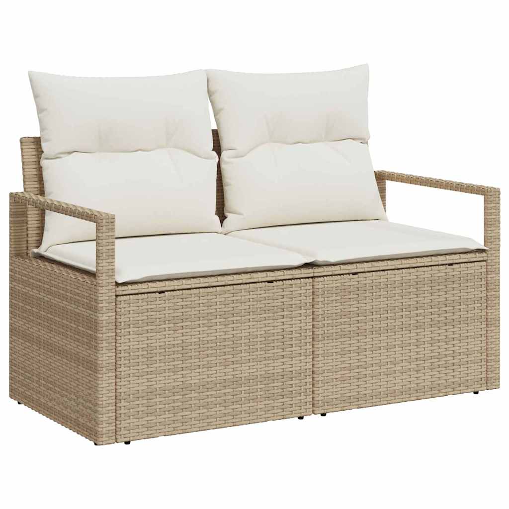 Garden Sofa Set With Cushion 8 Pcs Beige Poly Rattan