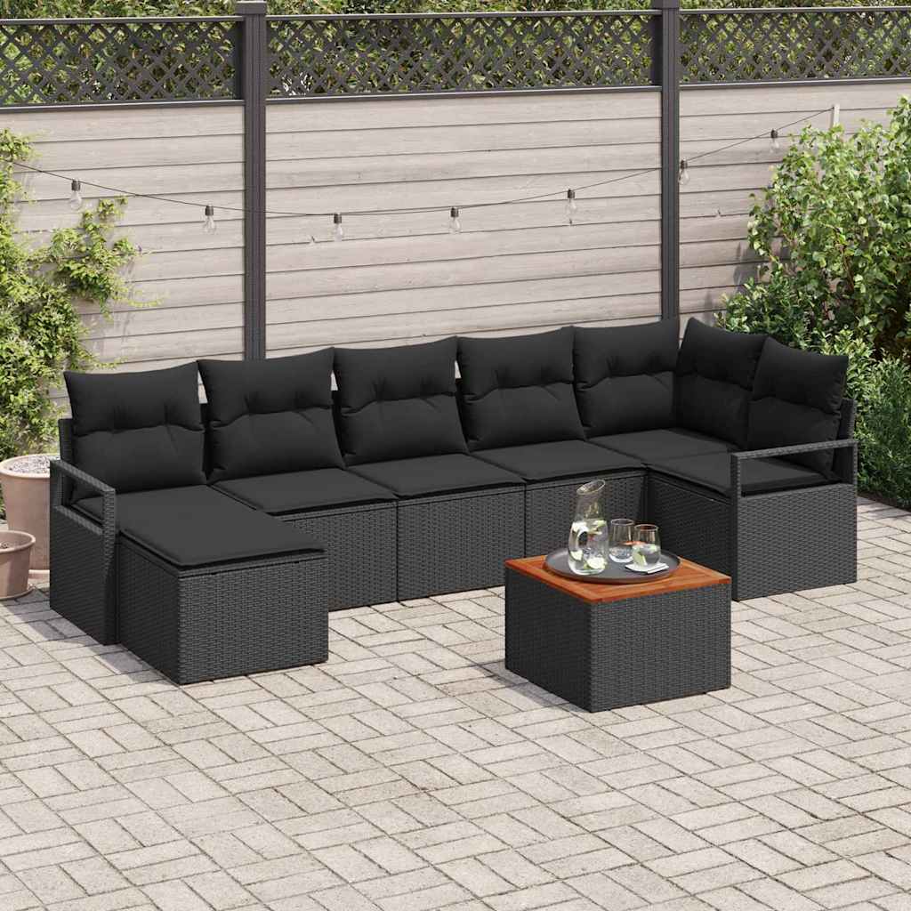 Garden Sofa Set With Cushion 8 Pcs Black Poly Rattan