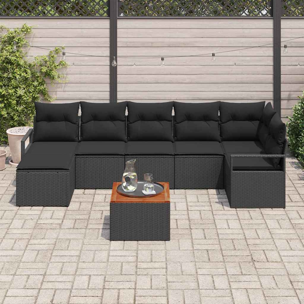 Garden Sofa Set With Cushion 8 Pcs Black Poly Rattan