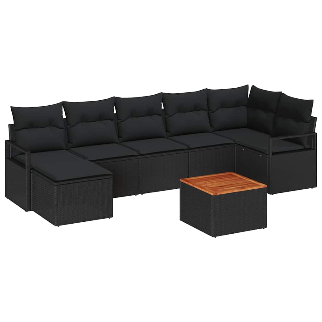 Garden Sofa Set With Cushion 8 Pcs Black Poly Rattan