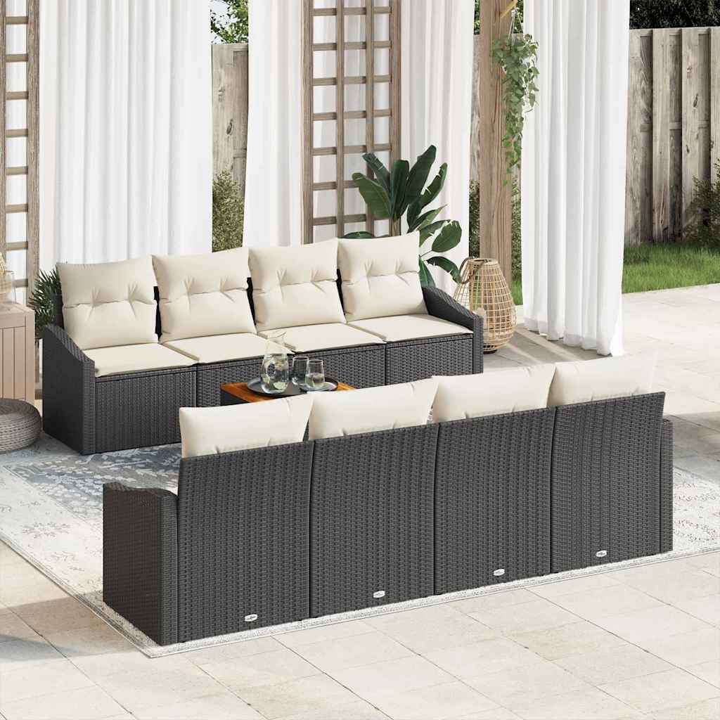 Garden Sofa Set With Cushion 9 Pcs Black Poly Rattan