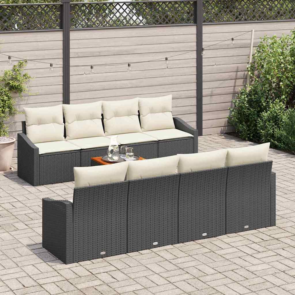 Garden Sofa Set With Cushion 9 Pcs Black Poly Rattan