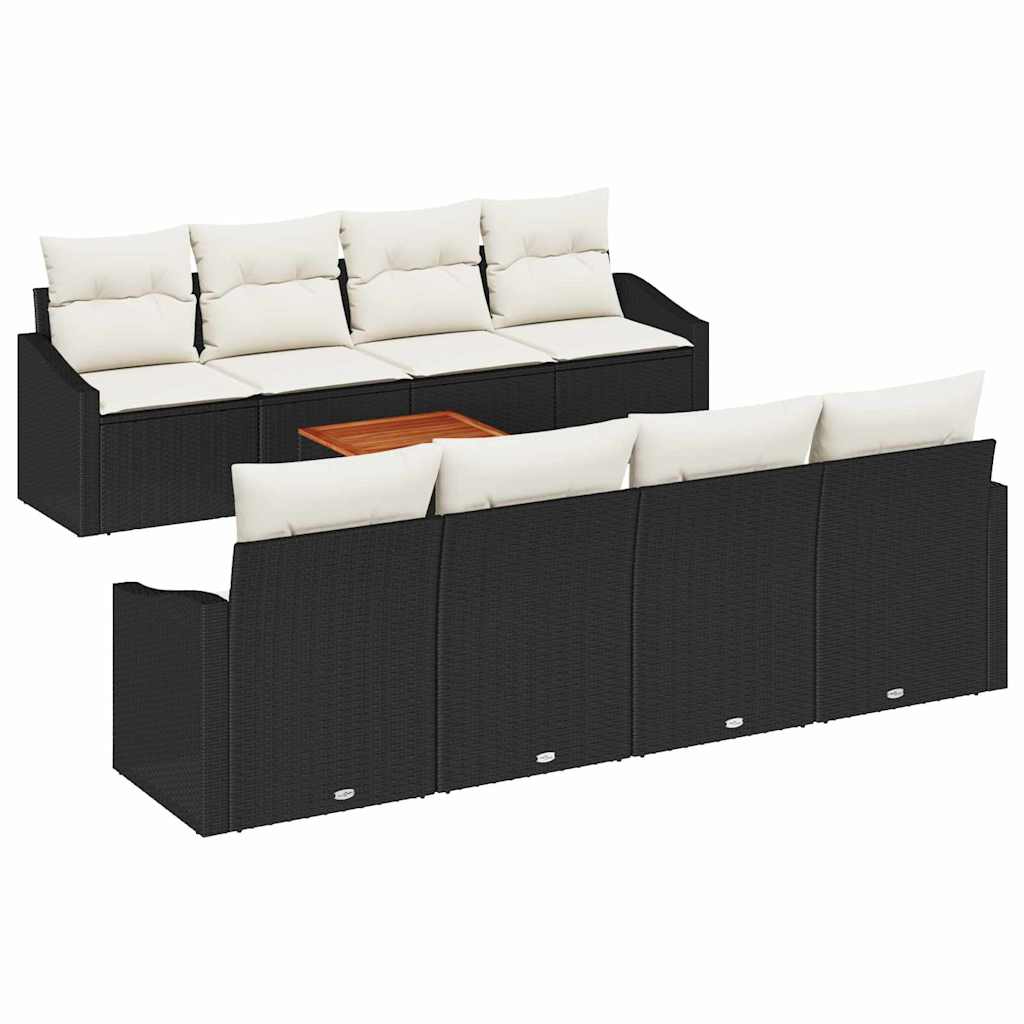 Garden Sofa Set With Cushion 9 Pcs Black Poly Rattan