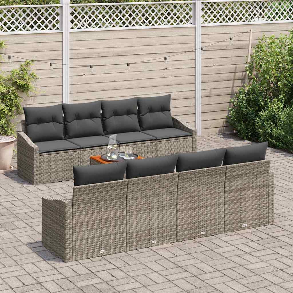 Garden Sofa Set With Cushion 9 Pcs Grey Poly Rattan