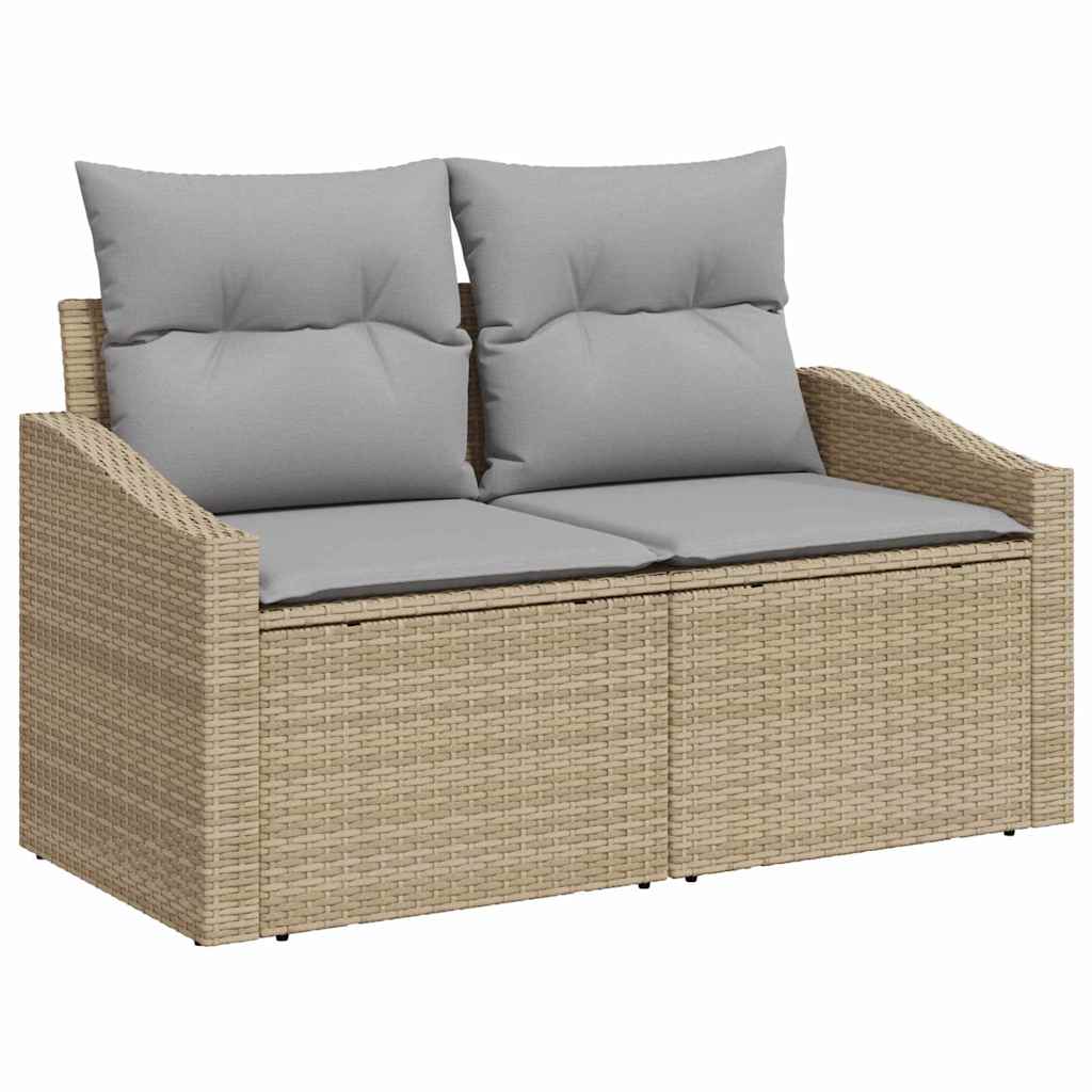 Garden Sofa Set With Cushion 9 Pcs Beige Poly Rattan