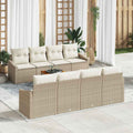 Garden Sofa Set With Cushion 9 Pcs Beige Poly Rattan