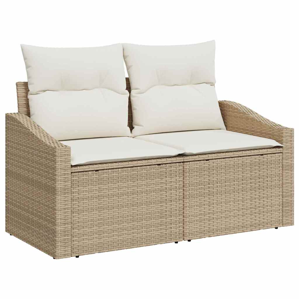 Garden Sofa Set With Cushion 9 Pcs Beige Poly Rattan