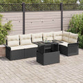 Garden Sofa Set With Cushion 7 Pcs Black Poly Rattan