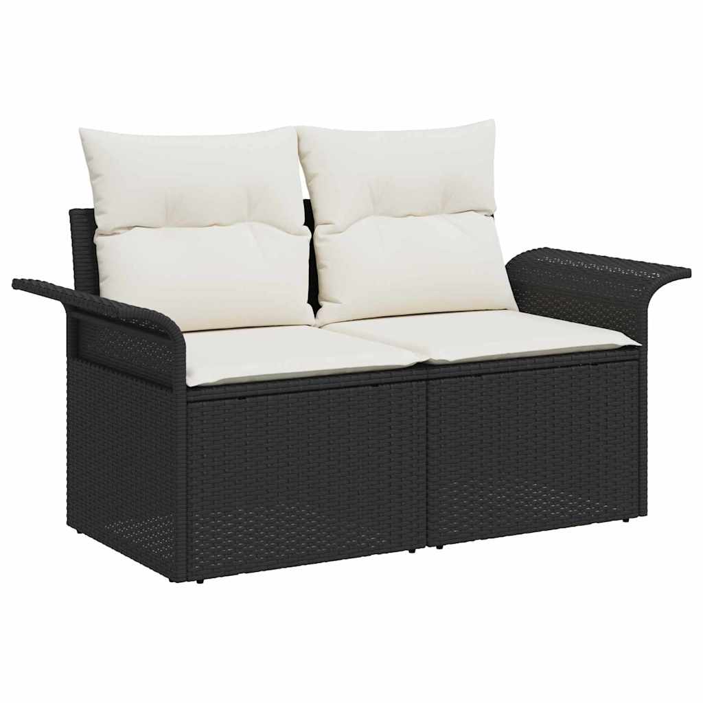 Garden Sofa Set With Cushion 7 Pcs Black Poly Rattan