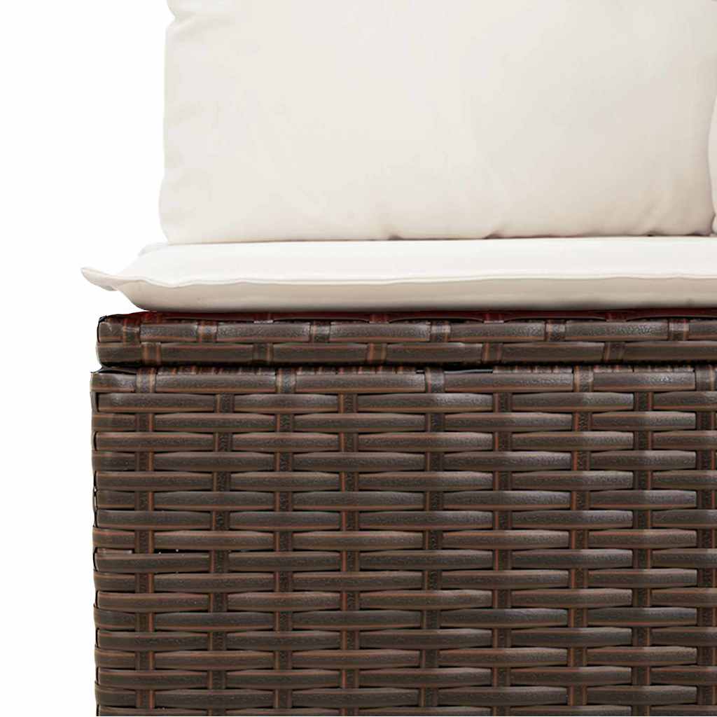 Garden Sofa Set With Cushion 7 Pcs Brown Poly Rattan
