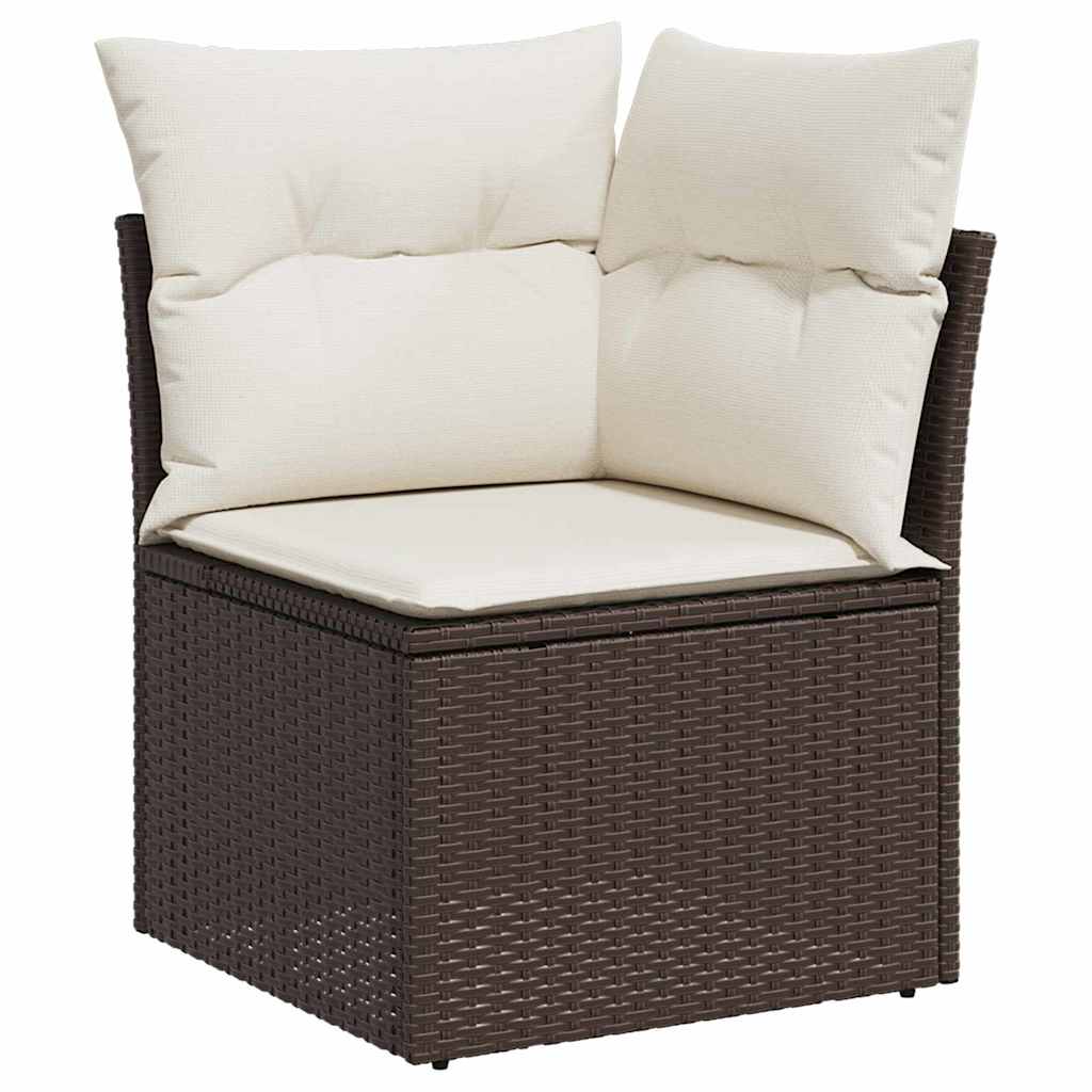 Garden Sofa Set With Cushion 7 Pcs Brown Poly Rattan