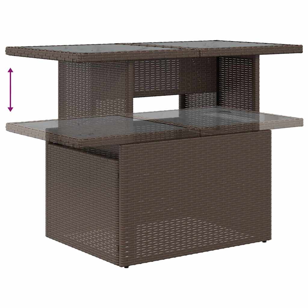 Garden Sofa Set With Cushion 7 Pcs Brown Poly Rattan