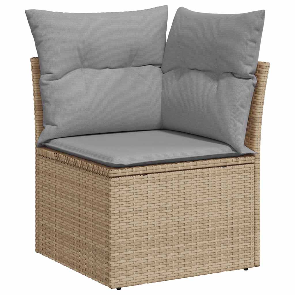 Garden Sofa Set With Cushion 7 Pcs Beige Poly Rattan