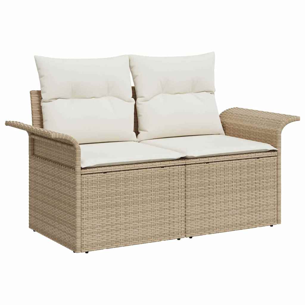 Garden Sofa Set With Cushion 7 Pcs Beige Poly Rattan
