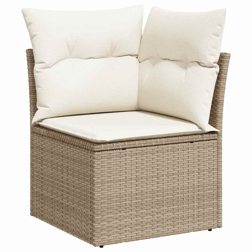 Garden Sofa Set With Cushion 7 Pcs Beige Poly Rattan