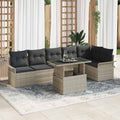 Garden Sofa Set With Cushion 7 Pcs Light Grey Poly Rattan