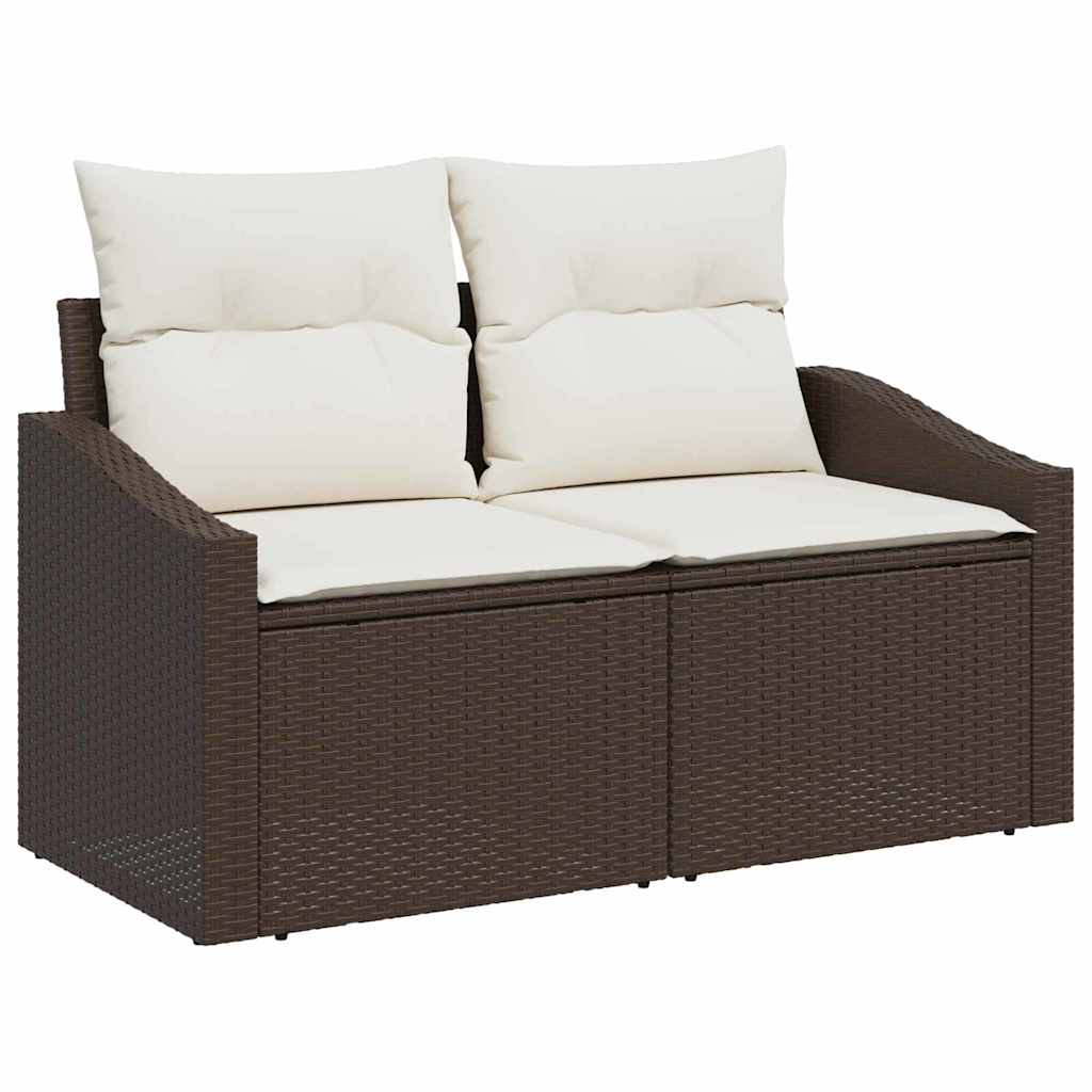 Sofa Set With Cushion 9 Pcs Brown And Cream Poly Rattan