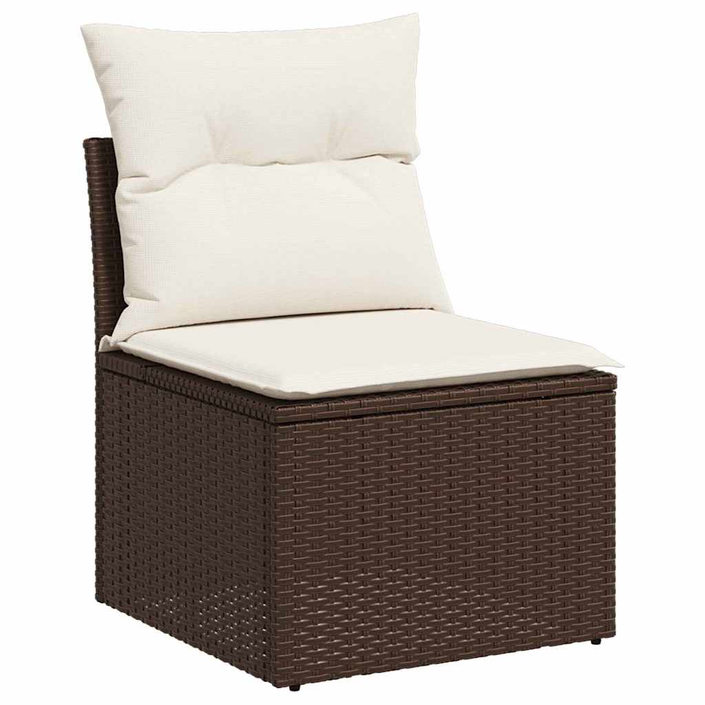Sofa Set With Cushion 9 Pcs Brown And Cream Poly Rattan