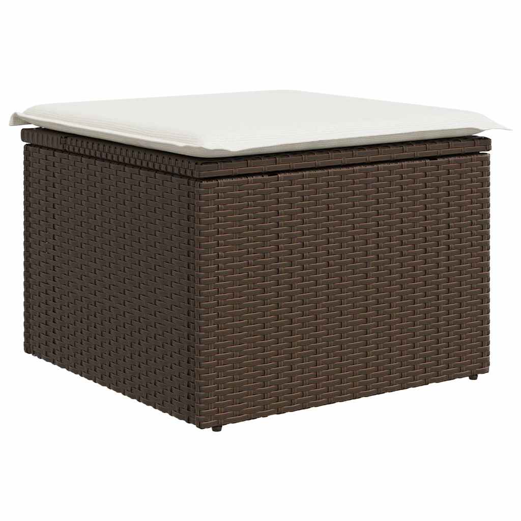 Sofa Set With Cushion 9 Pcs Brown And Cream Poly Rattan