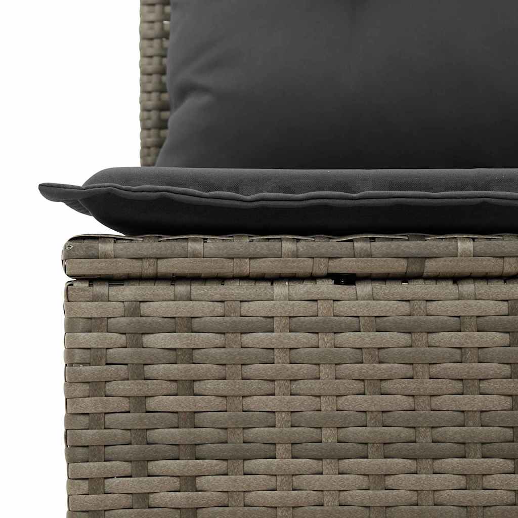 Sofa Set With Cushion With Storage 9 Pcs Grey Poly Rattan