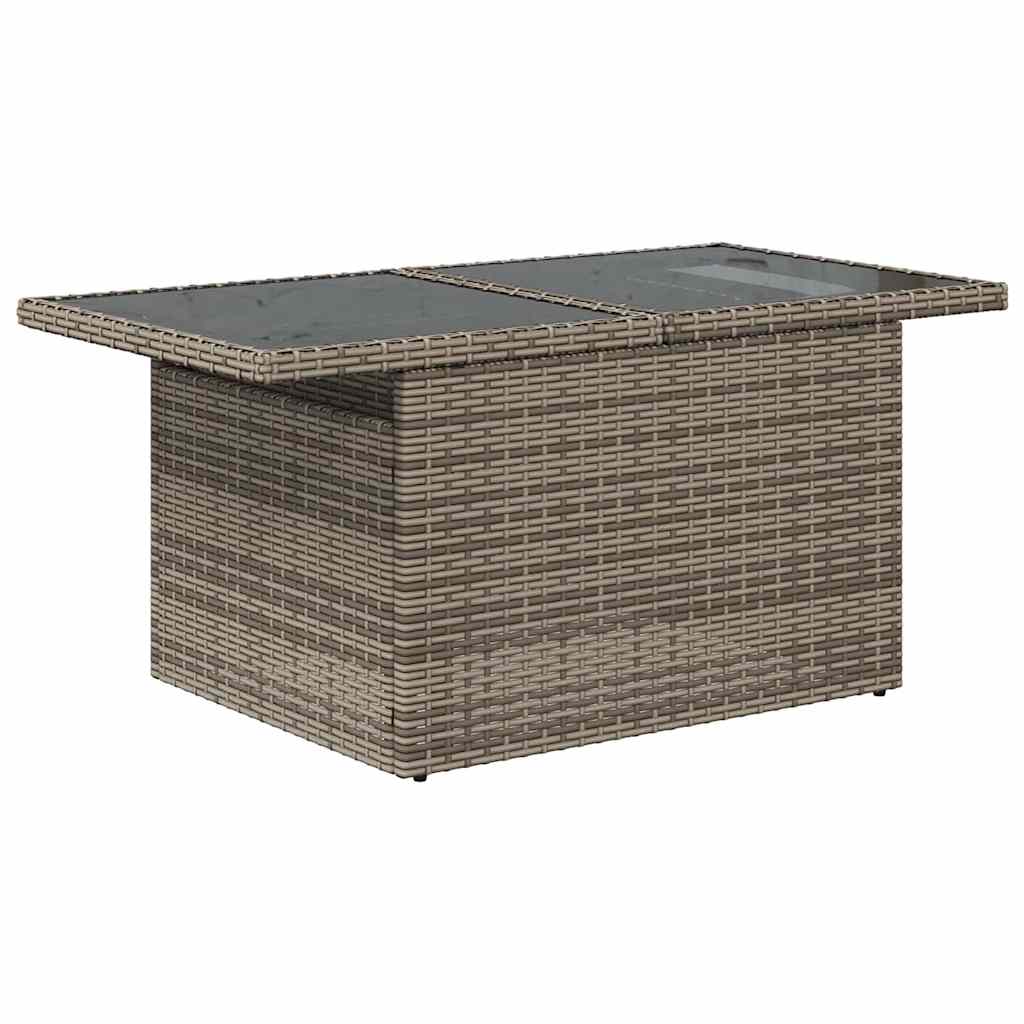 Sofa Set With Cushion With Storage 9 Pcs Grey Poly Rattan